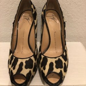 Giuseppe Zanotti pony hair peep toe heel